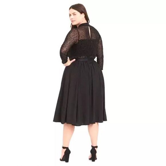 Torrid Mesh Star Mock Neck Midi Dress - Picture 2 of 8